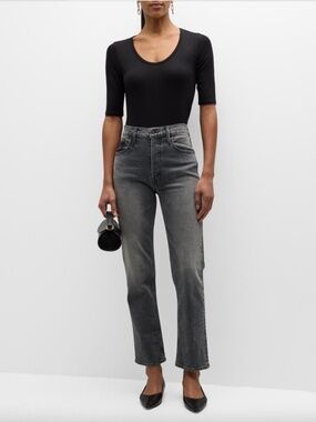 Majestic Filatures Soft Touch Elbow Sleeve Scoop Neck T-Shirt, Black, Size 3 / M